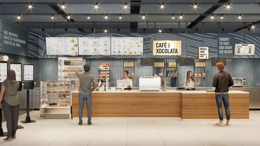 INDAStudio Proyecto de interiorismo para la cafetería FABORIT en Port Olimpic, Barcelona