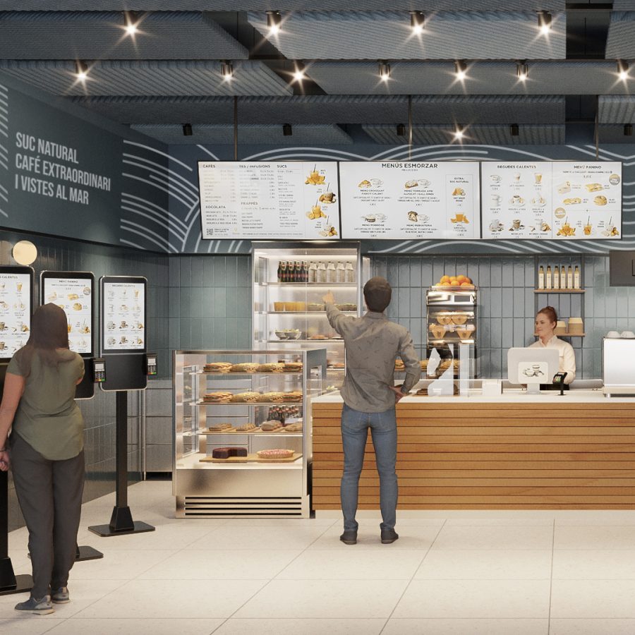 INDAStudio Proyecto de interiorismo para la cafetería FABORIT en Port Olimpic, Barcelona